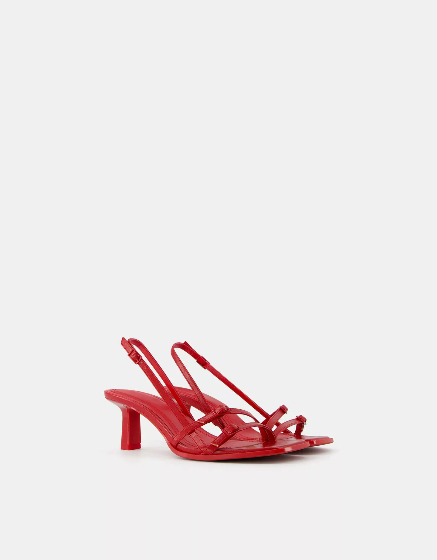 Bershka Sandalen Mit Kitten-Heels Und Schnallen Damen 40 Rot günstig online kaufen