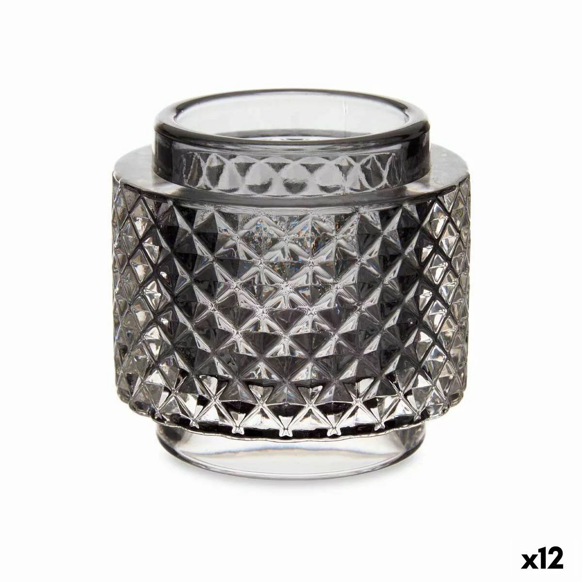 Kerzenschale Grau Glas (9 X 8,8 X 9 Cm) (12 Stück) günstig online kaufen
