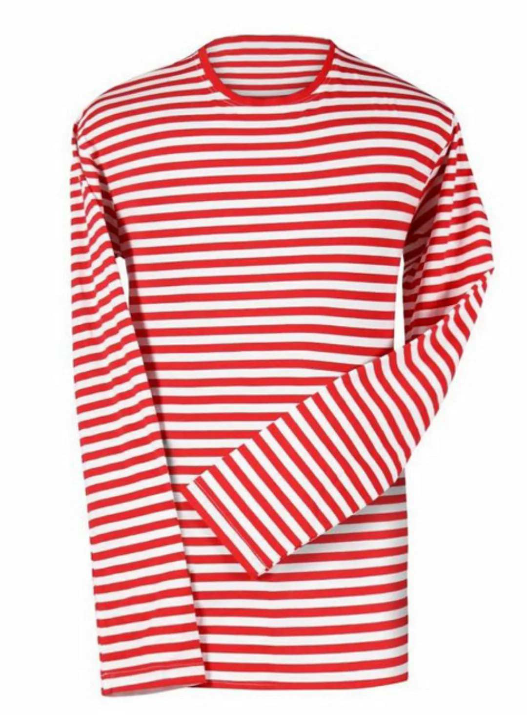 Rubie´s T-Shirt Ringelshirt langarm rot-weiß Rot-weiß gestreiftes Langarmsh günstig online kaufen