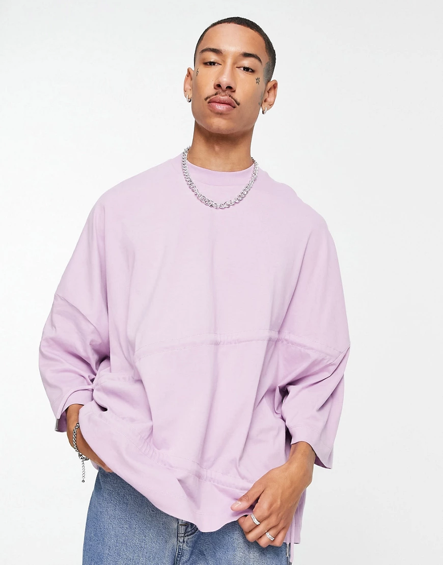 ASOS DESIGN – Oversize-T-Shirt in Lila mit Kordelzug-Violett günstig online kaufen