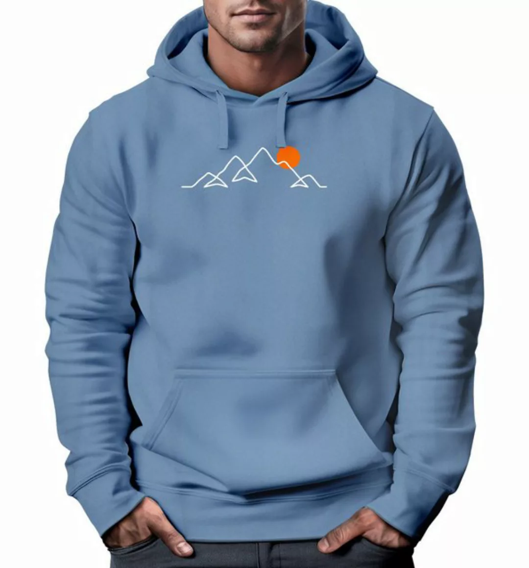 Neverless Hoodie Hoodie Herren Frontprint Line-Art Berge Wandern Natur Outd günstig online kaufen