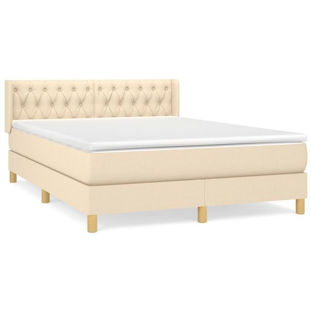 vidaXL Boxspringbett Boxspringbett mit Matratze Creme 140x200 cm Stoff Bett günstig online kaufen