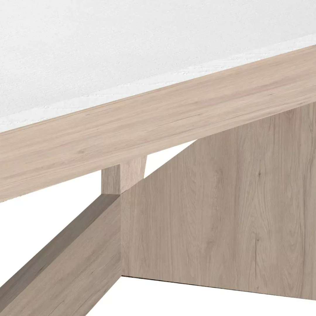 Designercouchtisch in Weiß und Eiche Bianco hochklappbarer Tischplatte günstig online kaufen