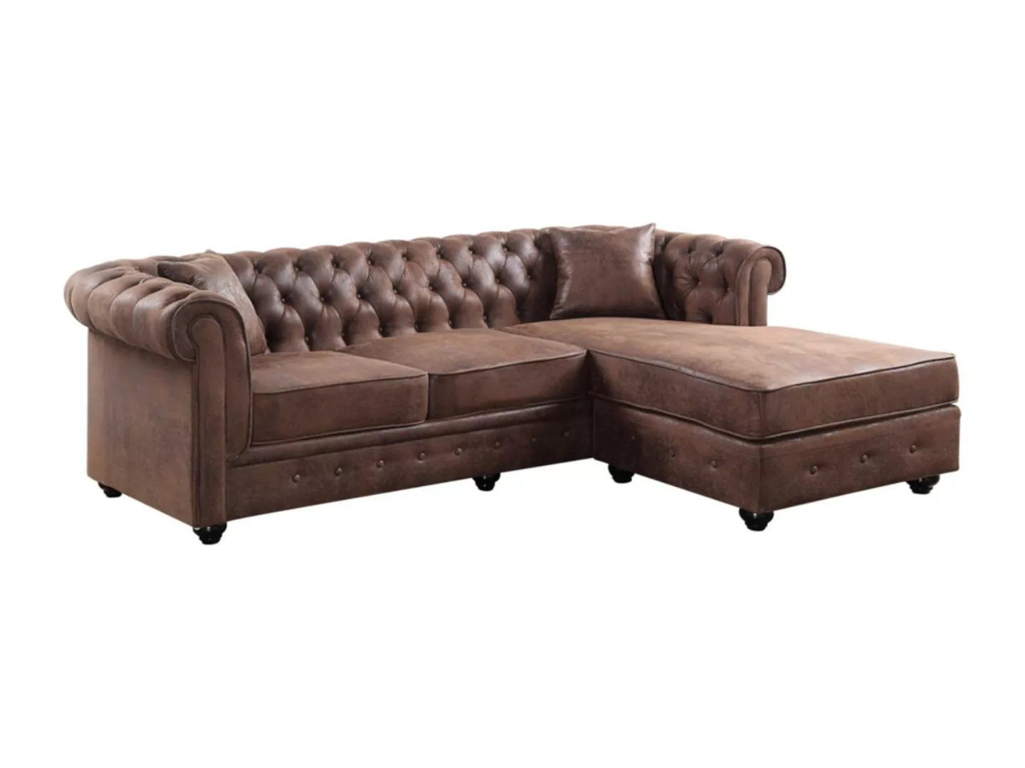 Chesterfield Ecksofa - Microfaser Vintage Look - Braun - TOLEDO günstig online kaufen