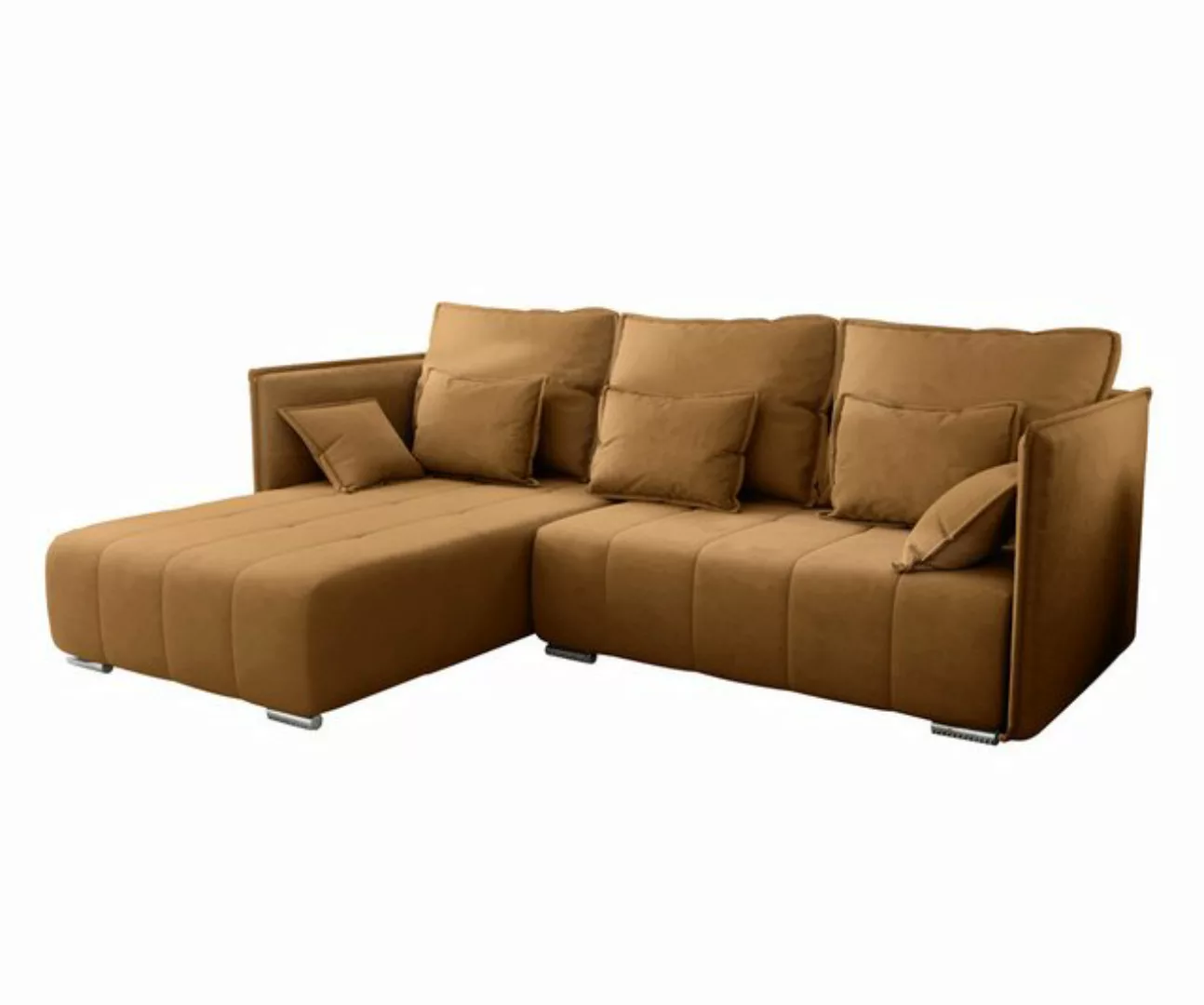 Furnix Ecksofa YAHO bequeme Couch ausziehbar mit Bettkasten Kissen Schlafso günstig online kaufen