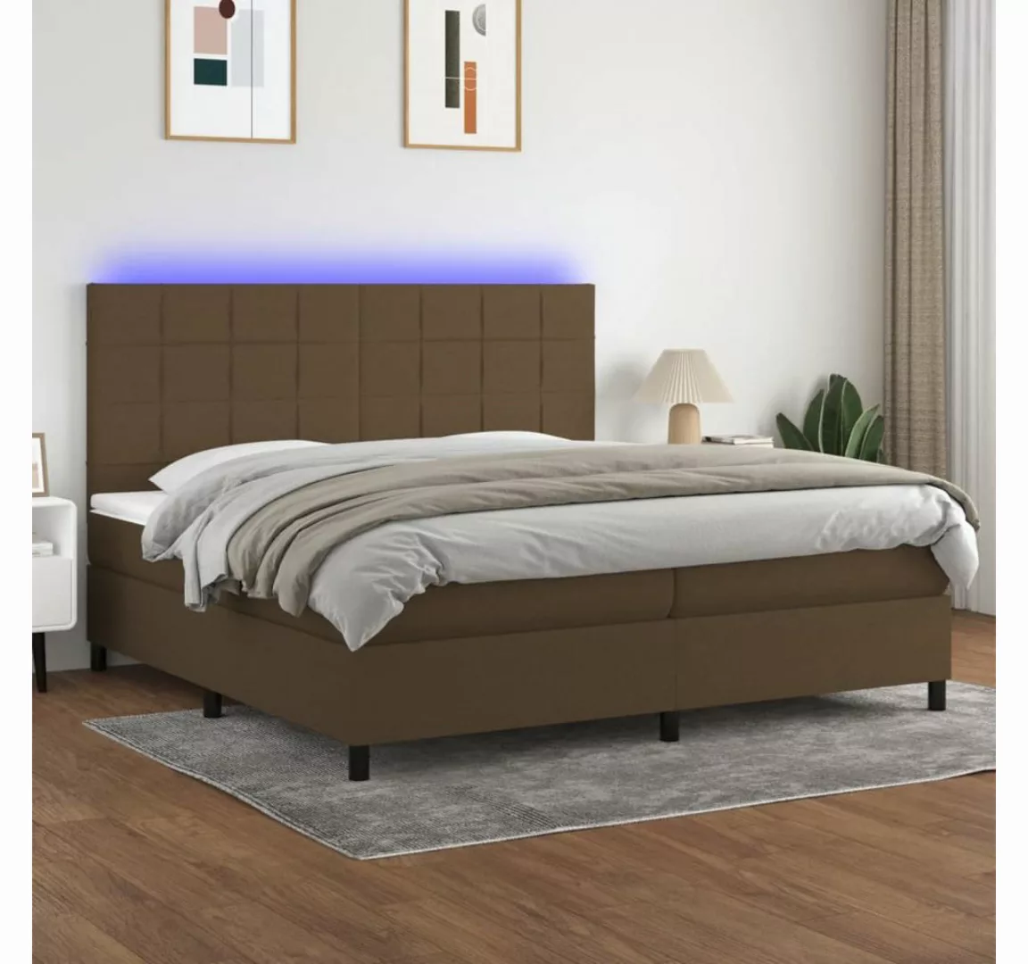 vidaXL Boxspringbett Boxspringbett mit Matratze LED Dunkelbraun 200x200 cm günstig online kaufen