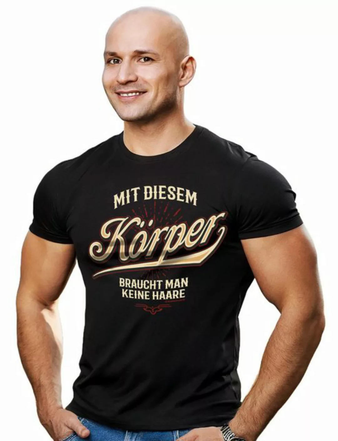 RAHMENLOS® T-Shirt für Männer mit Glatze: Mit diesem Körper braucht man kei günstig online kaufen