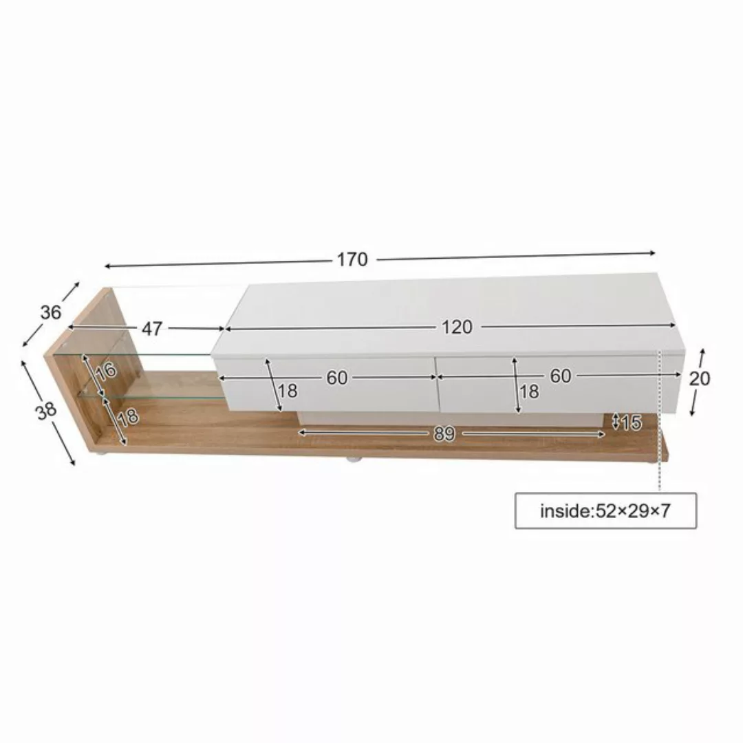 XDOVET TV-Schrank Lowboard Hochglanz-TV-Schranktisch TV-Tisch mit LED-Beleu günstig online kaufen