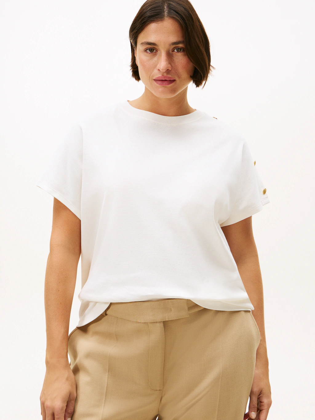 Tommy Hilfiger Curve Kurzarmshirt "CRV GOLD BUTTON SS TEE", in großen Größe günstig online kaufen