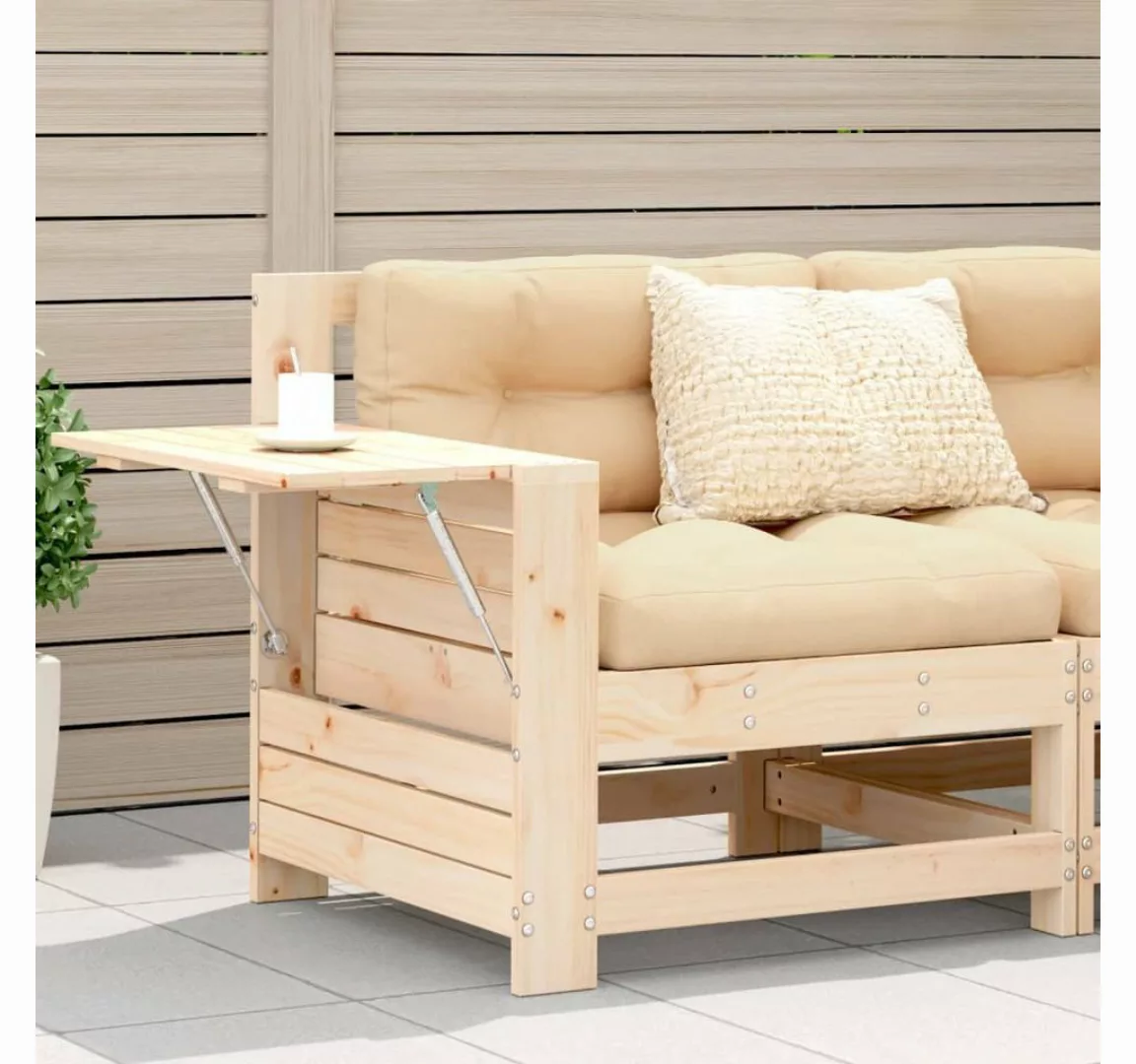 vidaXL Loungesofa Gartensofa mit Armlehne und Beistelltisch Massivholz Kief günstig online kaufen