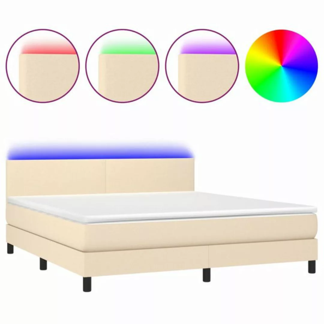 vidaXL Boxspringbett Boxspringbett mit Matratze LED Creme 180x200 cm Stoff günstig online kaufen