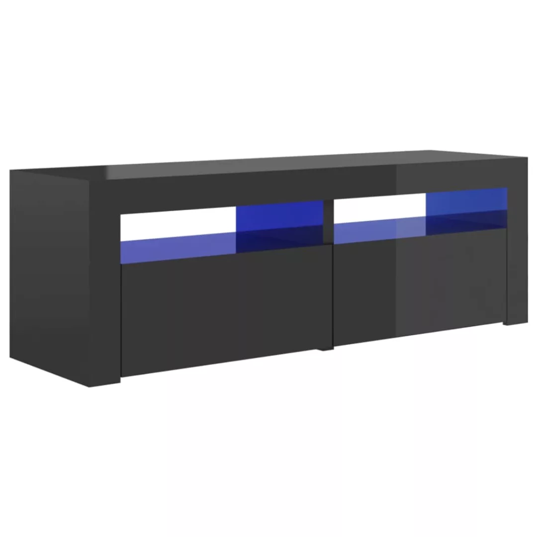 Tv-schrank Mit Led-leuchten Hochglanz-grau 120x35x40 Cm günstig online kaufen