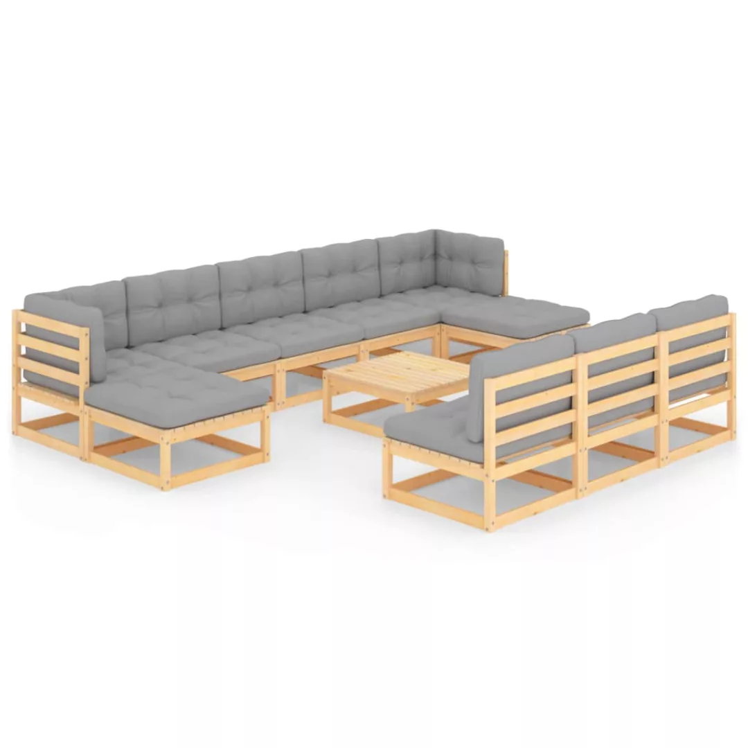 11-tlg. Garten-lounge-set Mit Kissen Kiefer Massivholz günstig online kaufen