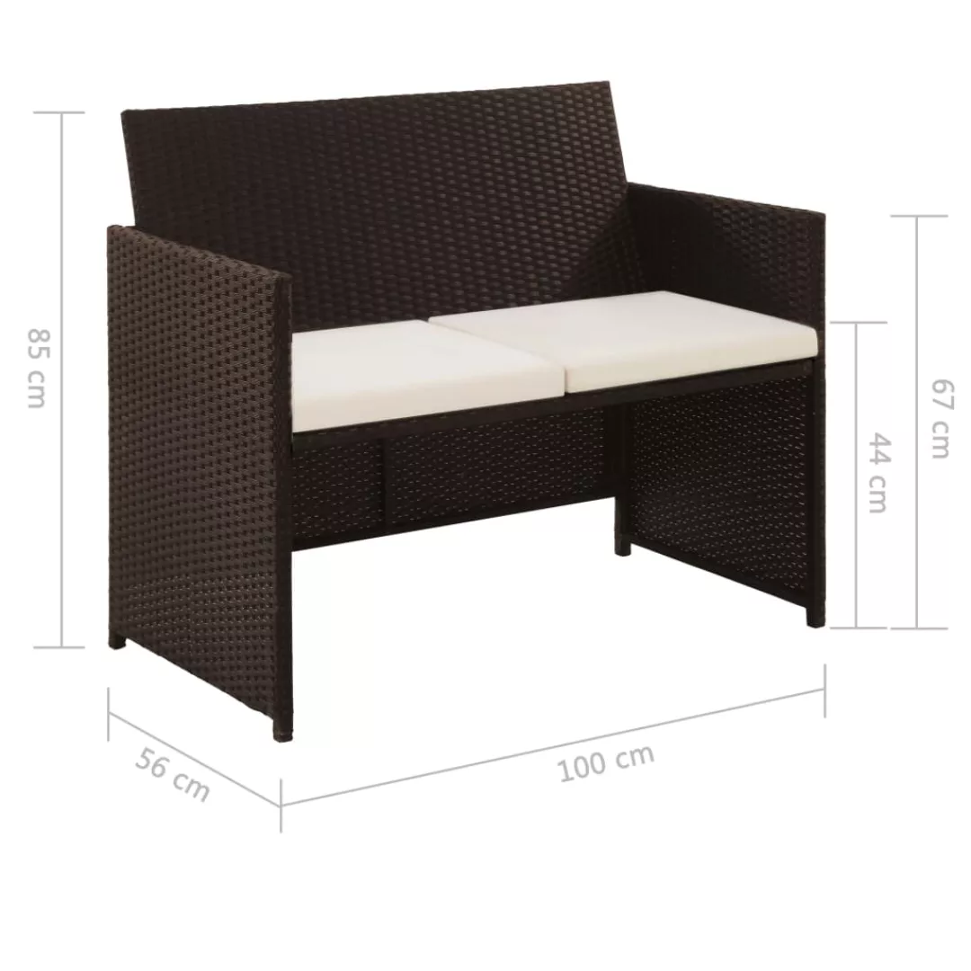 2-sitzer-gartensofa Mit Polstern Braun Poly Rattan günstig online kaufen