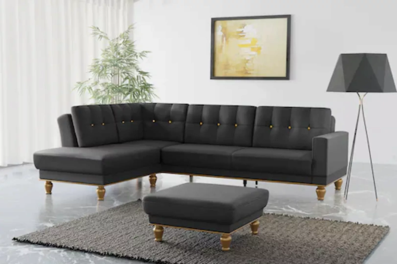 sit&more Ecksofa »Orient 5 V L-Form«, mit Strass-Stein, wahlweise mit Bettf günstig online kaufen