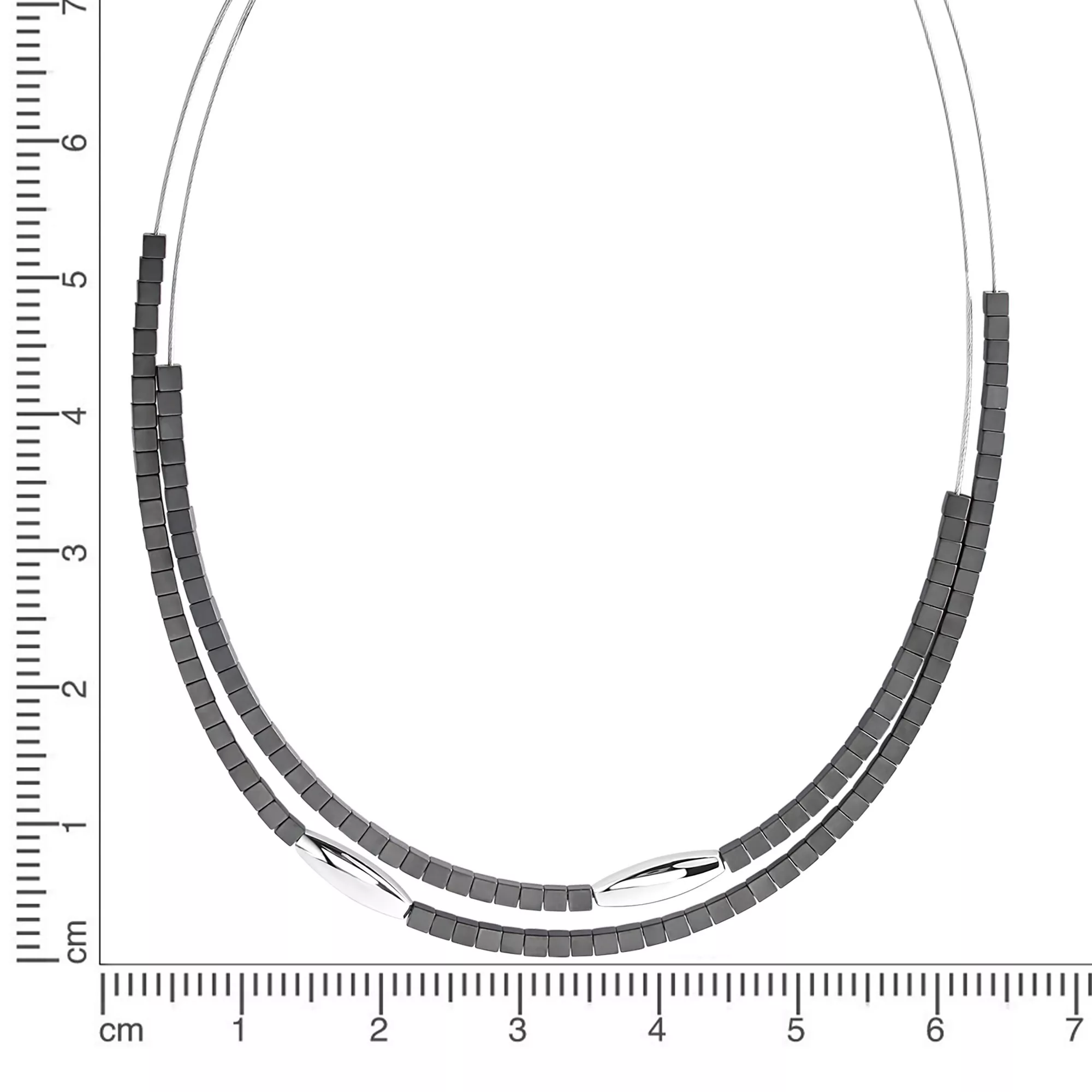 Zeeme Collierkettchen »Edelstahl 2-reihig mit Hämatit-Steinen 42+5cm lang« günstig online kaufen