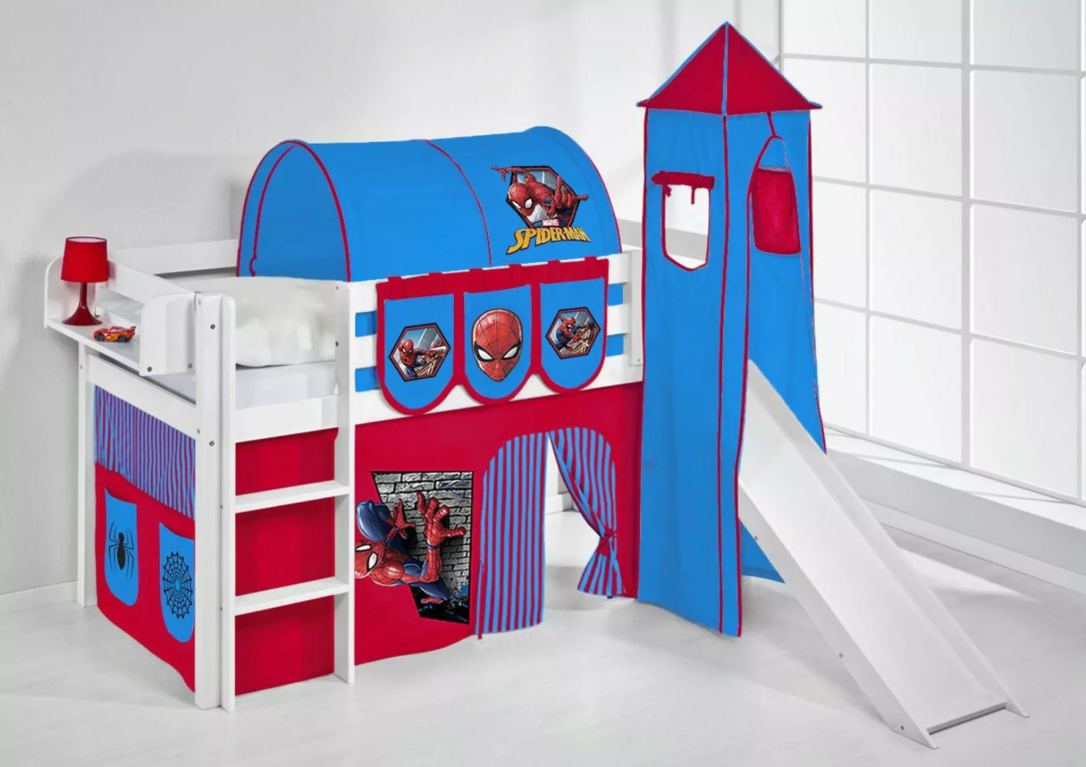 Lilokids Kinderbett Spielbett JELLE Spiderman - Hochbett - mit Turm, Rutsch günstig online kaufen