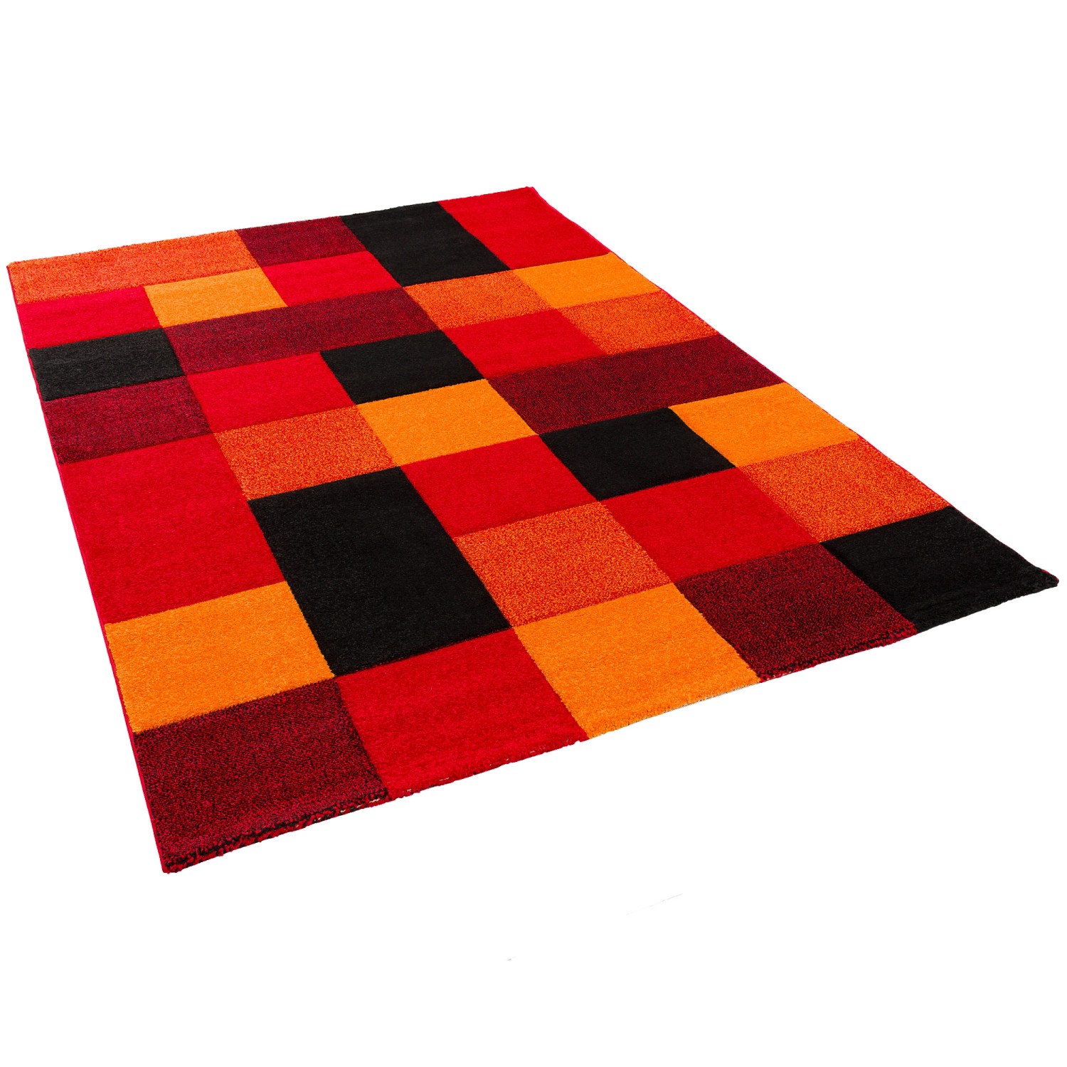 Pergamon Designer Teppich Brilliant Karo Rot Orange 120x170cm günstig online kaufen