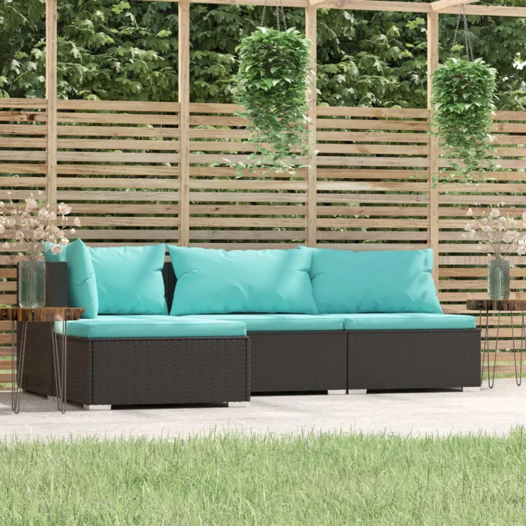 Vidaxl 4-tlg. Garten-lounge-set Mit Auflagen Schwarz Poly Rattan günstig online kaufen