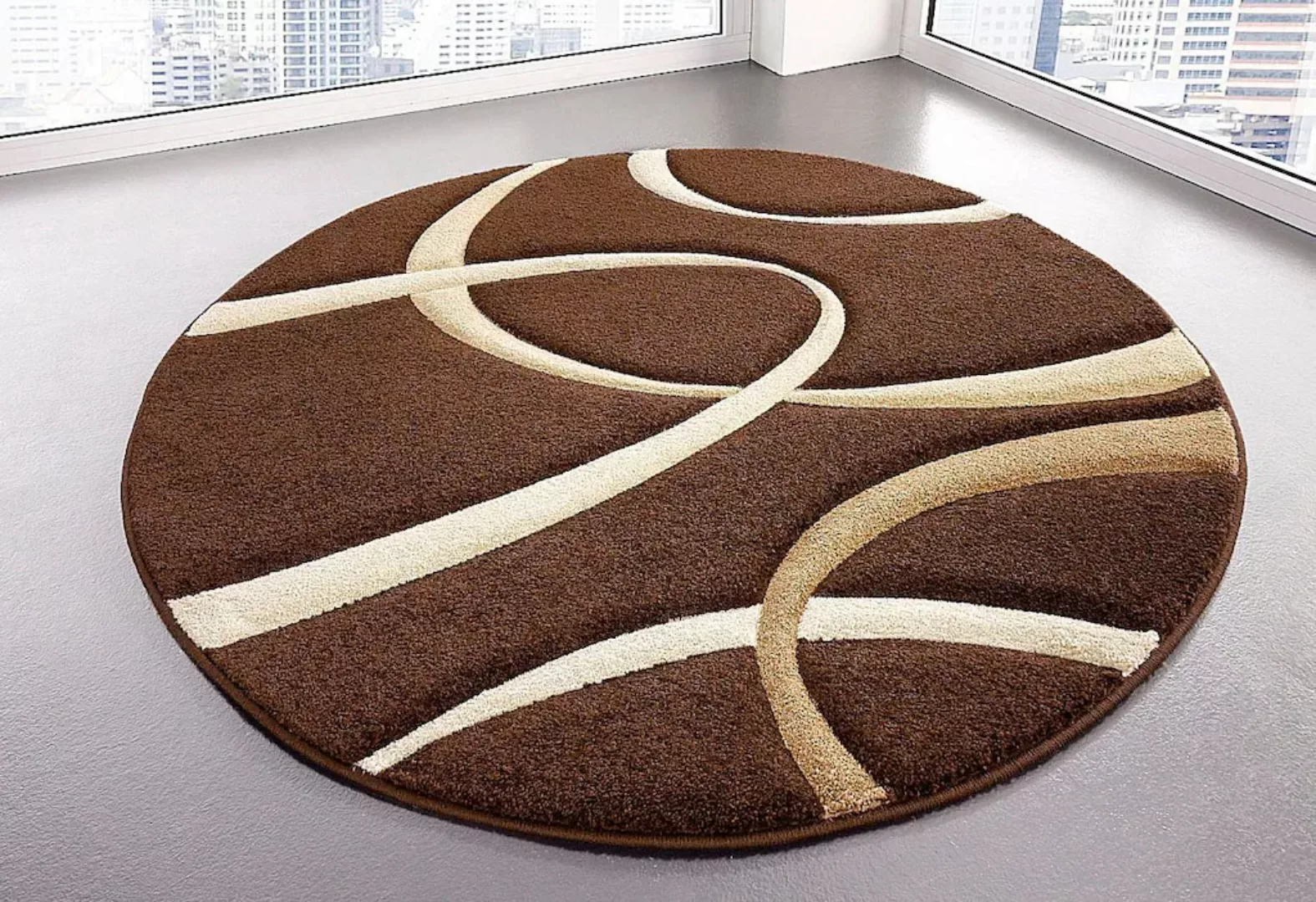 my home Teppich »Bilbao«, rund, handgearbeiteter Konturenschnitt, rund, Kur günstig online kaufen