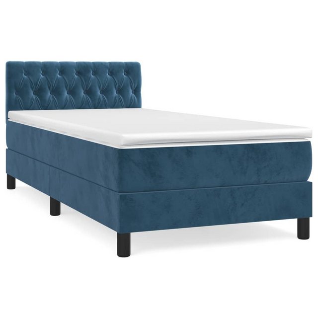 vidaXL Boxspringbett Boxspringbett mit Matratze Dunkelblau 90x200 cm Samt B günstig online kaufen