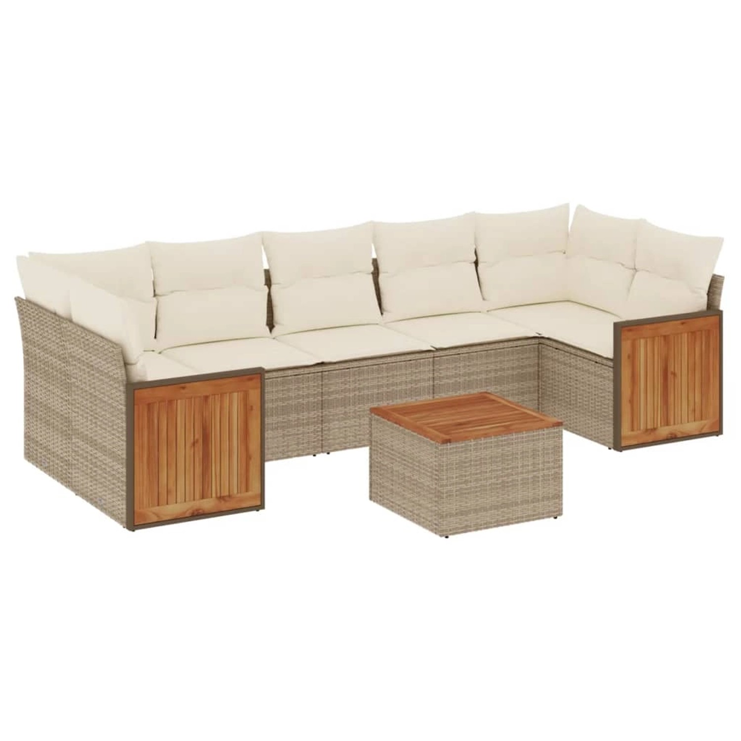 vidaXL 8-Tlg Garten-Sofagarnitur mit Kissen Beige Poly Rattan 3227493 günstig online kaufen