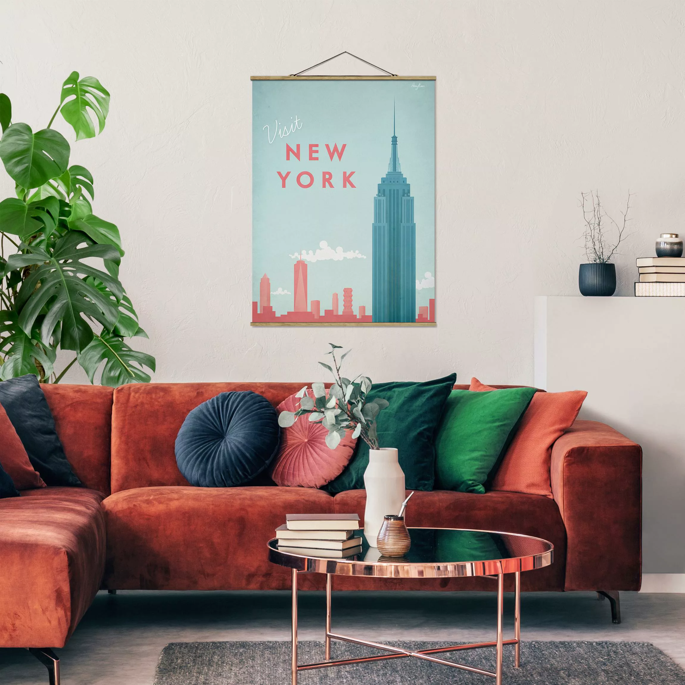 Stoffbild Architektur mit Posterleisten - Hochformat Reiseposter - New York günstig online kaufen