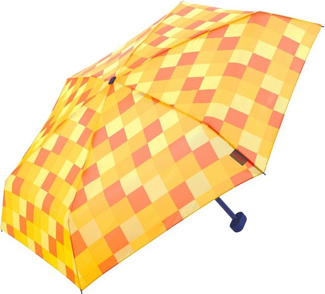 EuroSCHIRM® Taschenregenschirm »Dainty, Karo gelb orange« günstig online kaufen