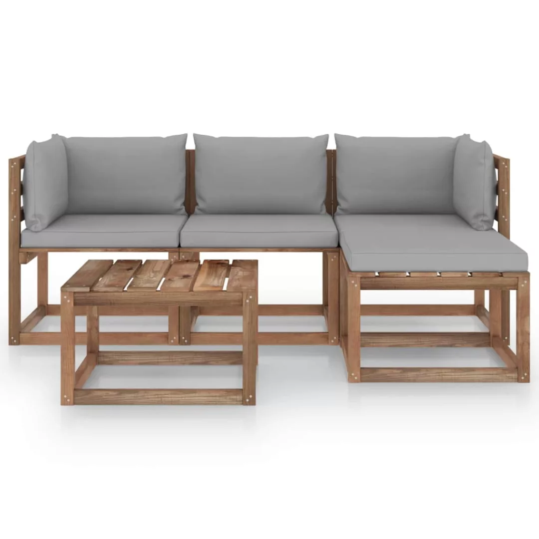 5-tlg. Garten-lounge-set Mit Grauen Kissen günstig online kaufen