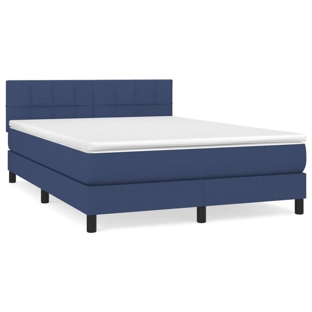 vidaXL Bettgestell Boxspringbett mit Matratze Blau 140x200 cm Stoff Bett Be günstig online kaufen