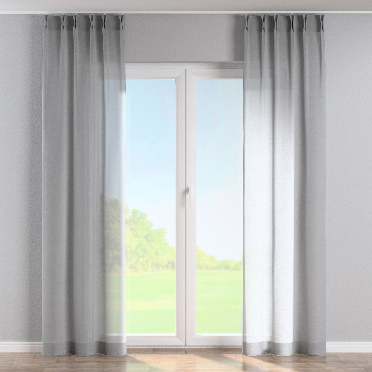 Vorhang mit flämischen 2-er Falten, grau, Romantica (142-90) günstig online kaufen