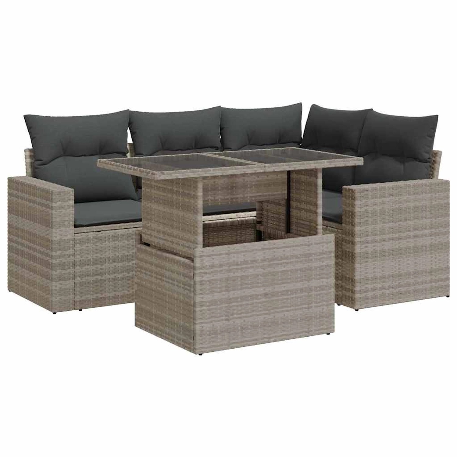 vidaXL 5-Tlg Garten-Sofagarnitur mit Kissen Hellgrau Poly Rattan 3326313 günstig online kaufen
