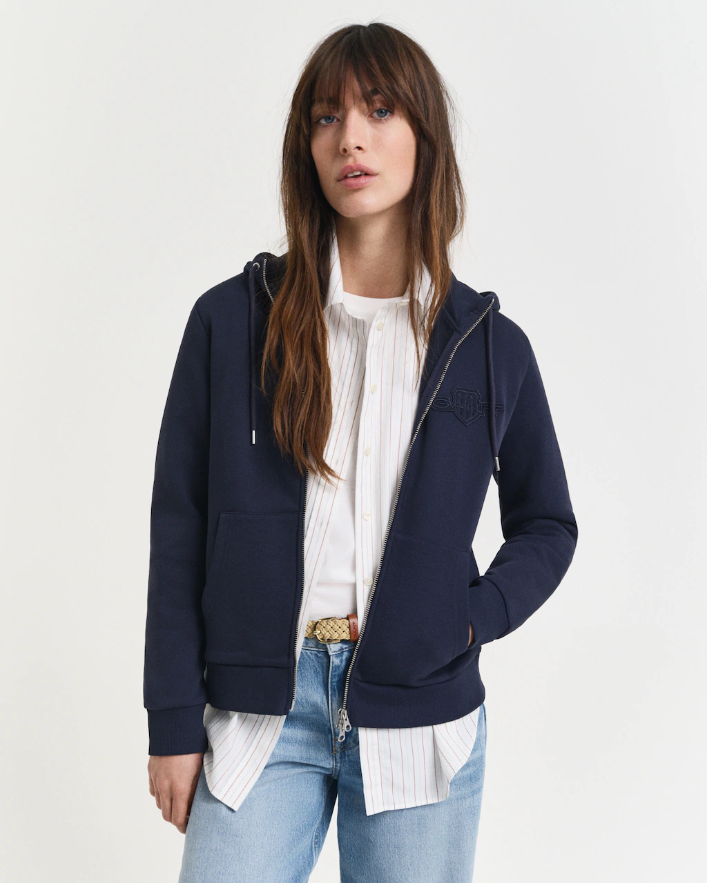 Gant Kapuzensweatjacke "REG TONAL SHIELD ZIP HOODIE", Markenstickerei, Kapu günstig online kaufen