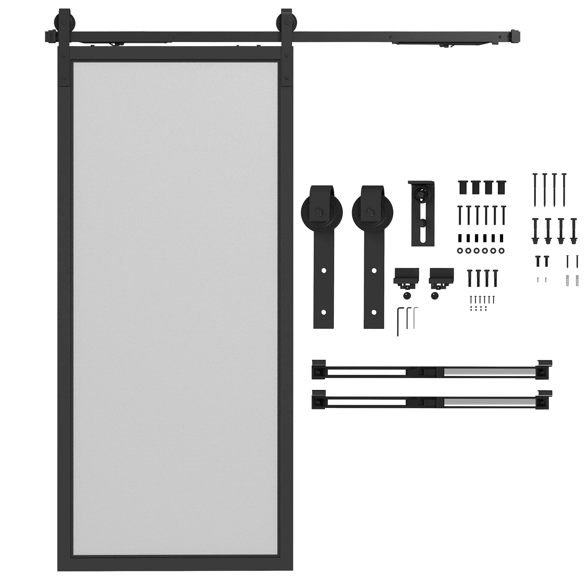 HOMCOM Schiebetürbeschlag Set 183cm mit Schienen Rollen Anti-Sprung-Vorrich günstig online kaufen