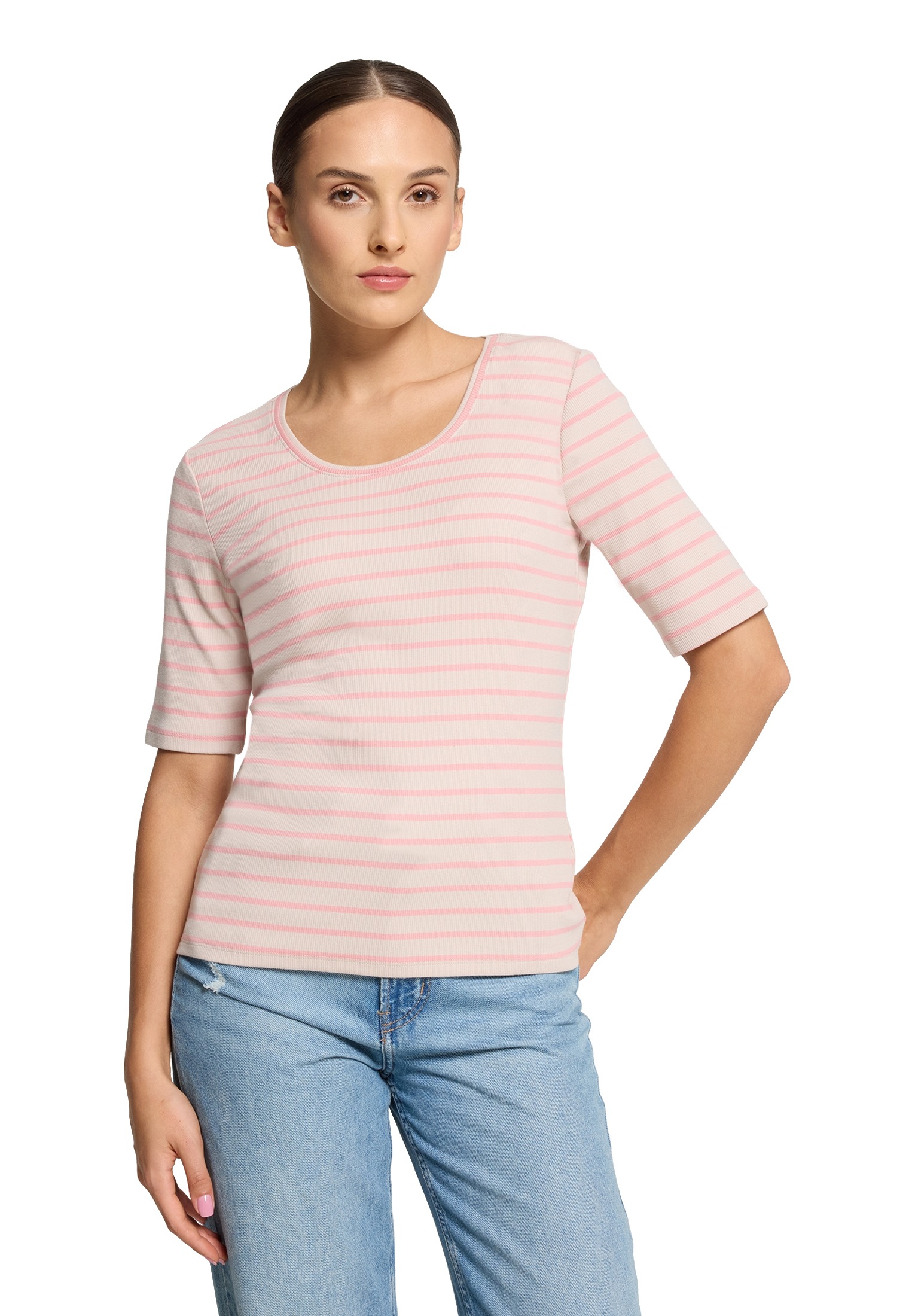 Betty Barclay Kurzarmshirt "Betty Barclay Damen Basic Shirt mit Rippenstruk günstig online kaufen