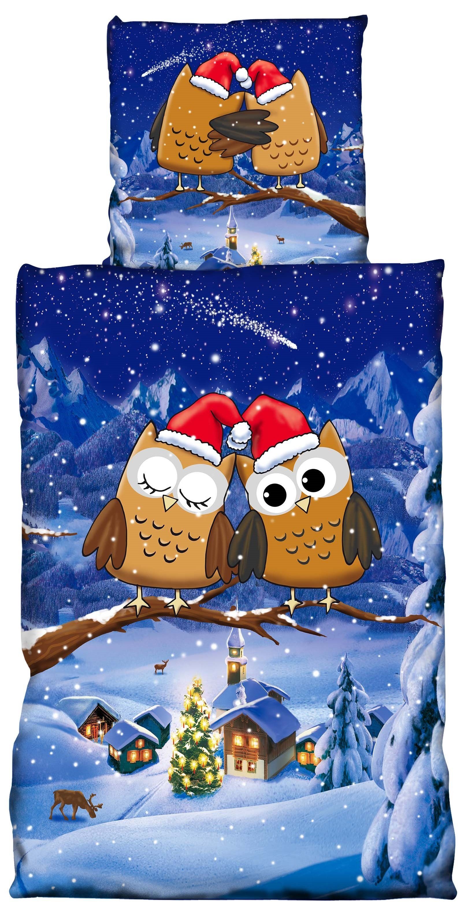 One Home Bettwäsche Winter Eulen, Fleece, günstig online kaufen