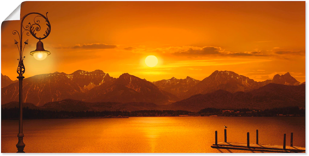 Artland Poster »Der Bergsee im Abendlicht«, Berge, (1 St.), als Leinwandbil günstig online kaufen