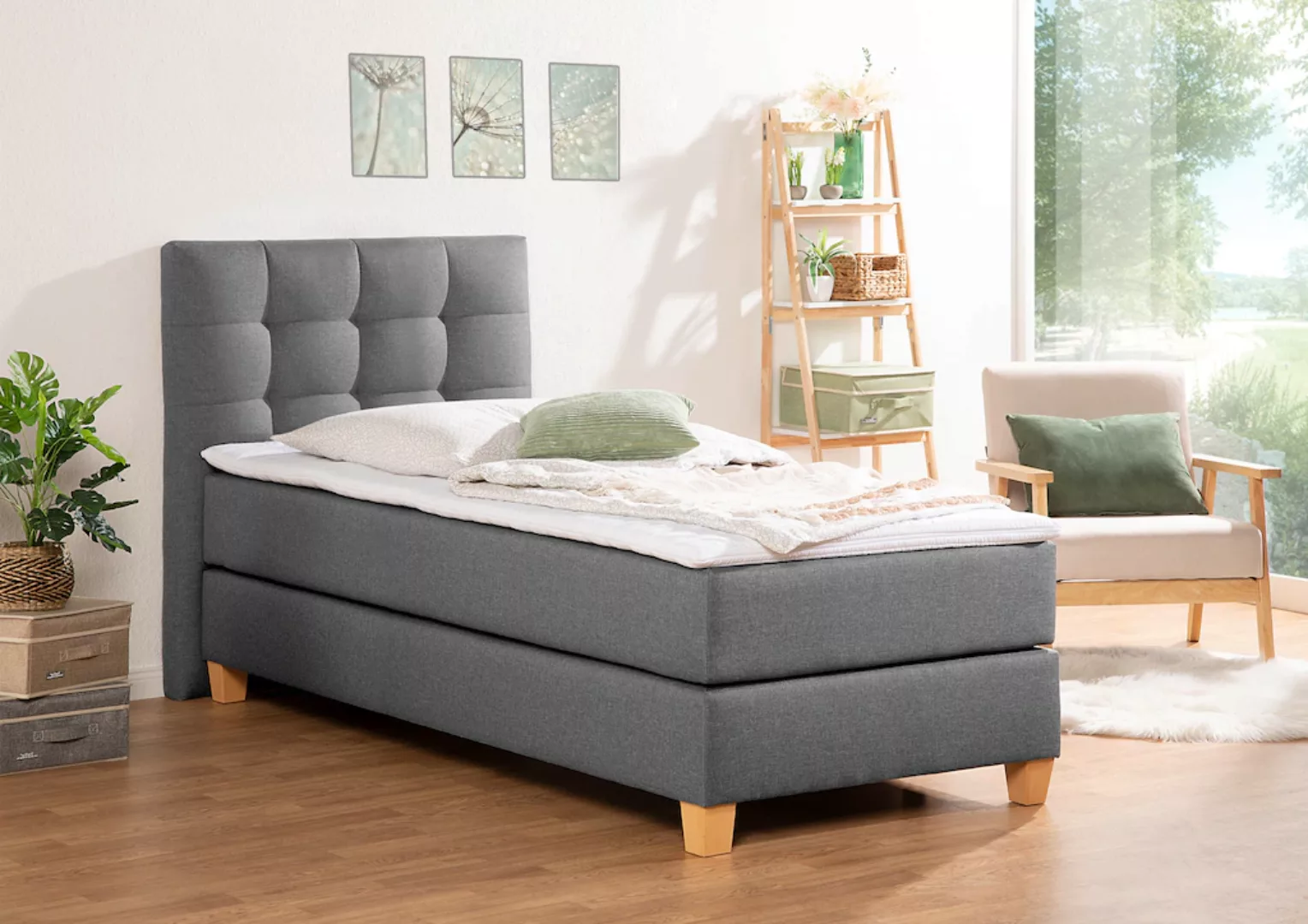 Home affaire Boxspringbett "Moulay", inkl. Topper, in Überlänge 220 cm, 3 H günstig online kaufen