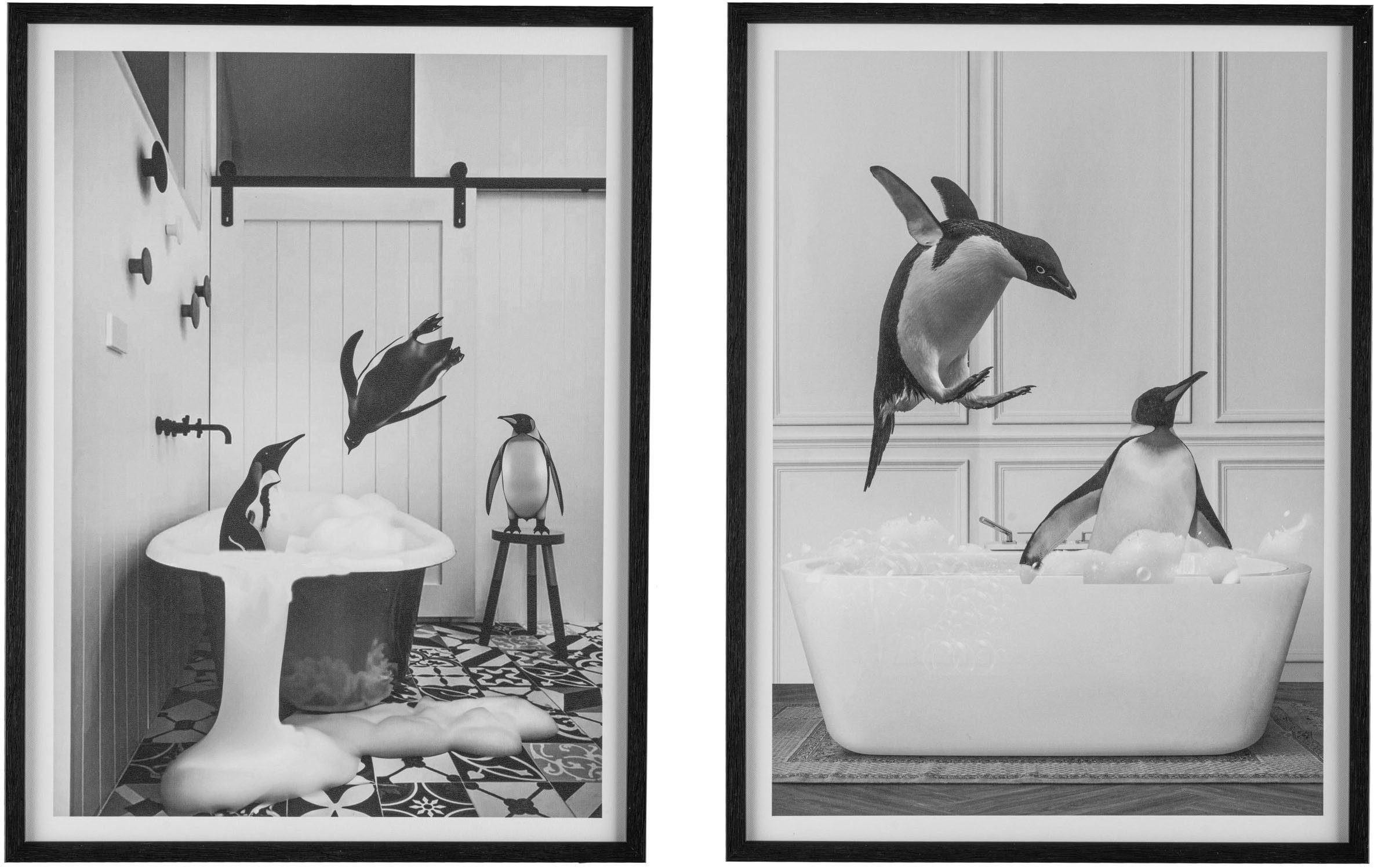 Creativ home Bild mit Rahmen "Leinwandbild Pinguine in Badewanne", (2 St.), günstig online kaufen