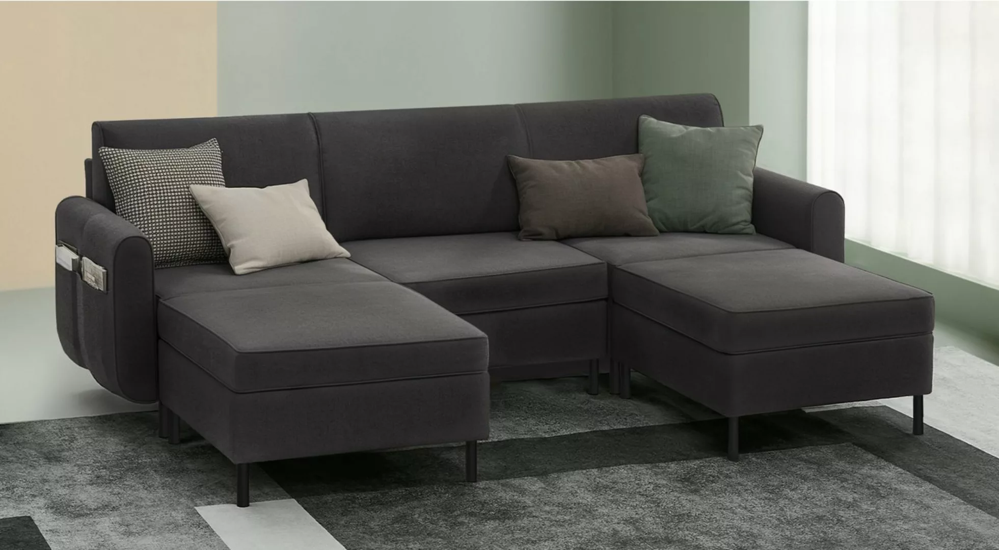 VASAGLE Ecksofa, 5 Teile, Modulares Sofa, 5-Sitzer, Schlafsofa, U-förmiger günstig online kaufen