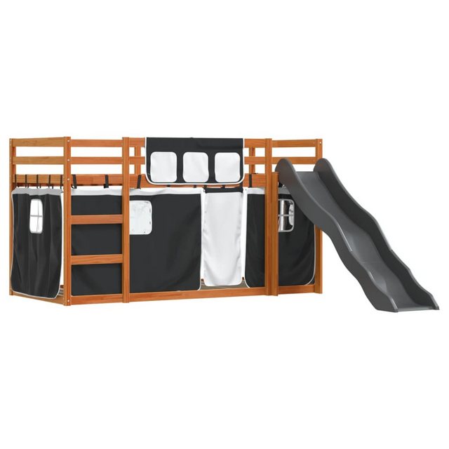 vidaXL Bett Etagenbett mit Rutsche und Gardinen Weiß und Schwarz 80x200 cm günstig online kaufen