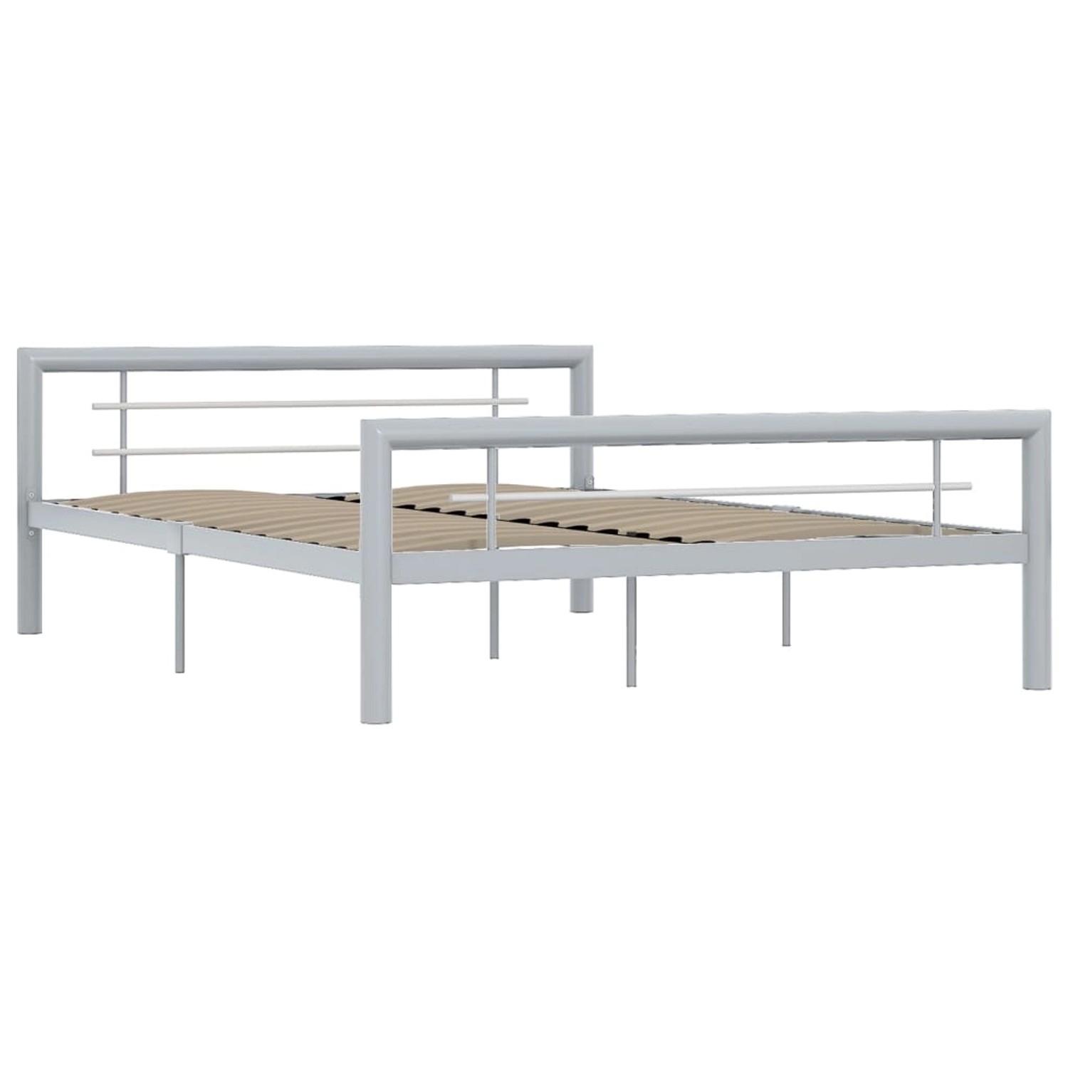 vidaXL Bettgestell Bettgestell Grau und Weiß Metall 160 200 cm Bett Bettrah günstig online kaufen