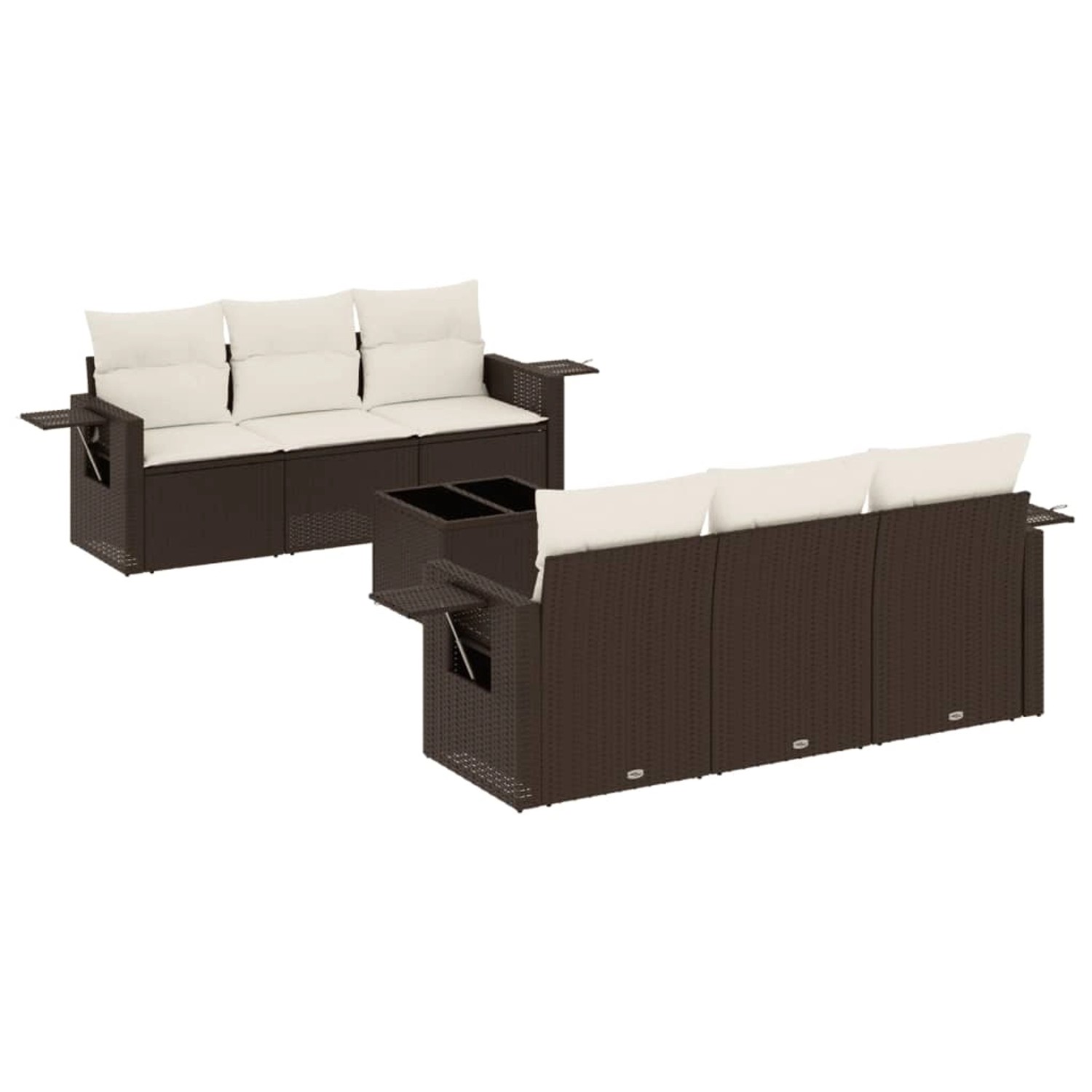 vidaXL 7-Tlg Garten-Sofagarnitur mit Kissen Braun Poly Rattan 3252250 günstig online kaufen