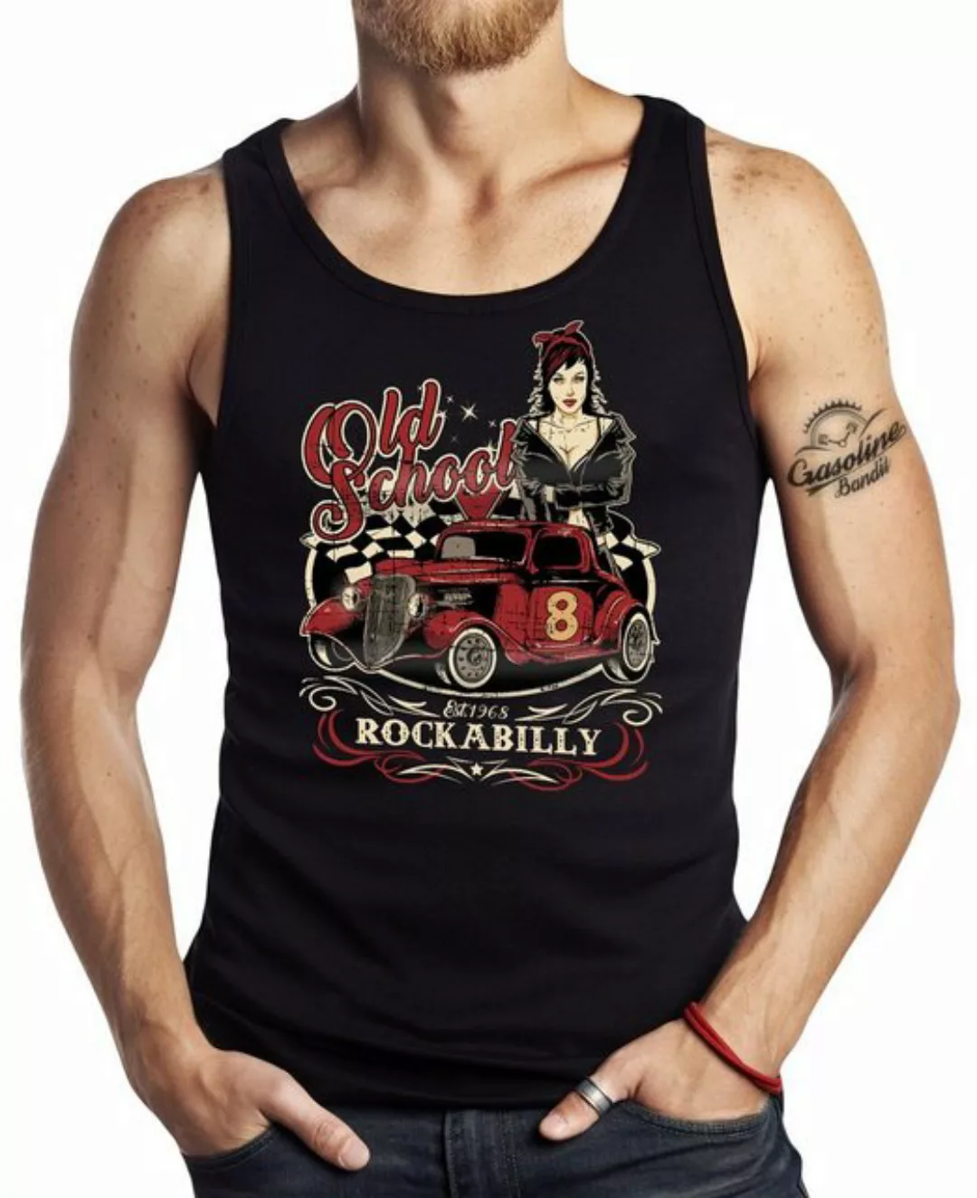 GASOLINE BANDIT® Tanktop für Hot-Rod Biker Racer Fans: Old School Rockabill günstig online kaufen