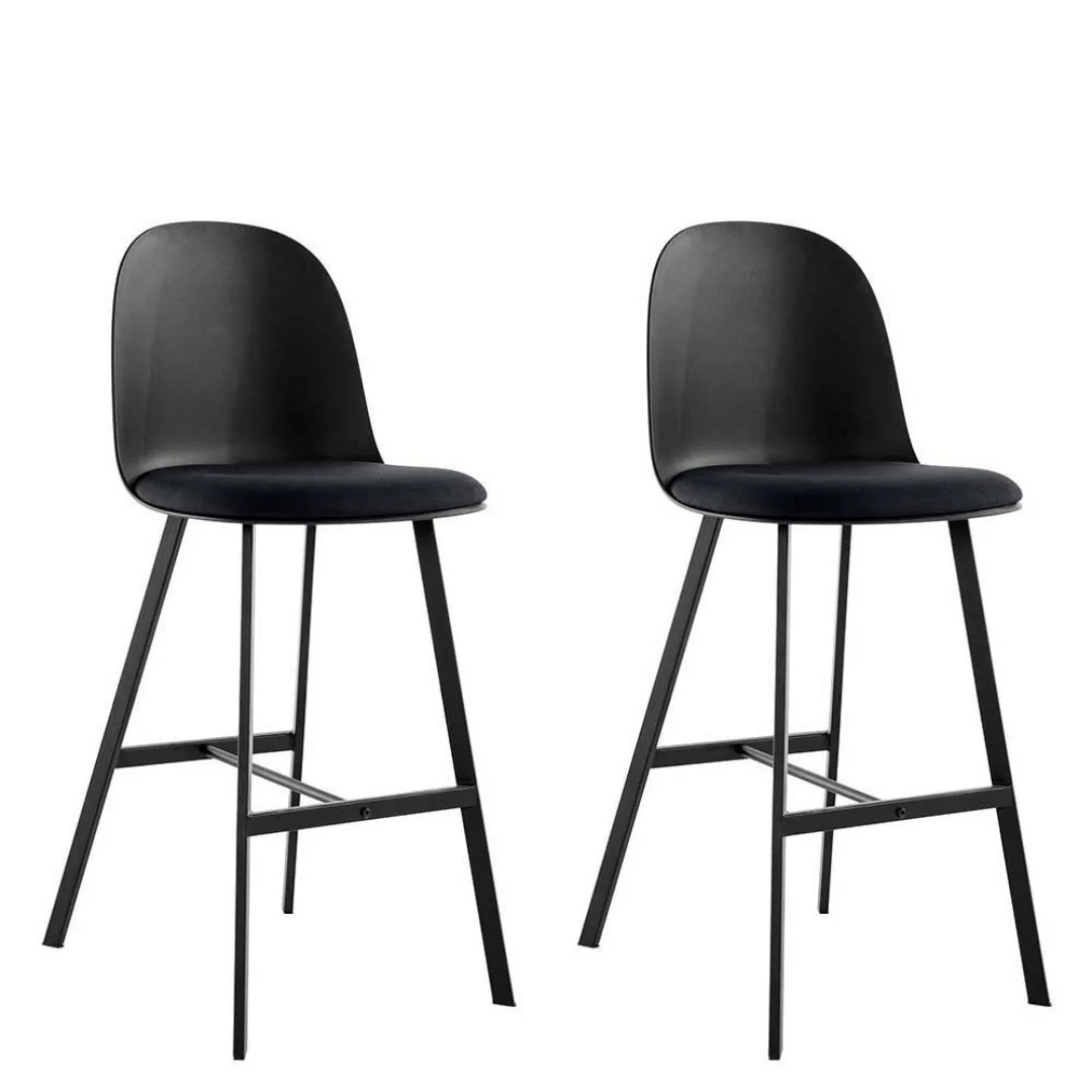 Hohe Barstühle in Schwarz Vierfußgestell aus Metall (2er Set) günstig online kaufen