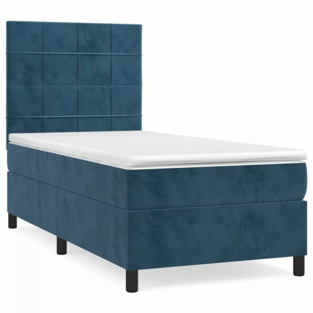 vidaXL Boxspringbett Boxspringbett mit Matratze Dunkelblau 100x200 cm Samt günstig online kaufen