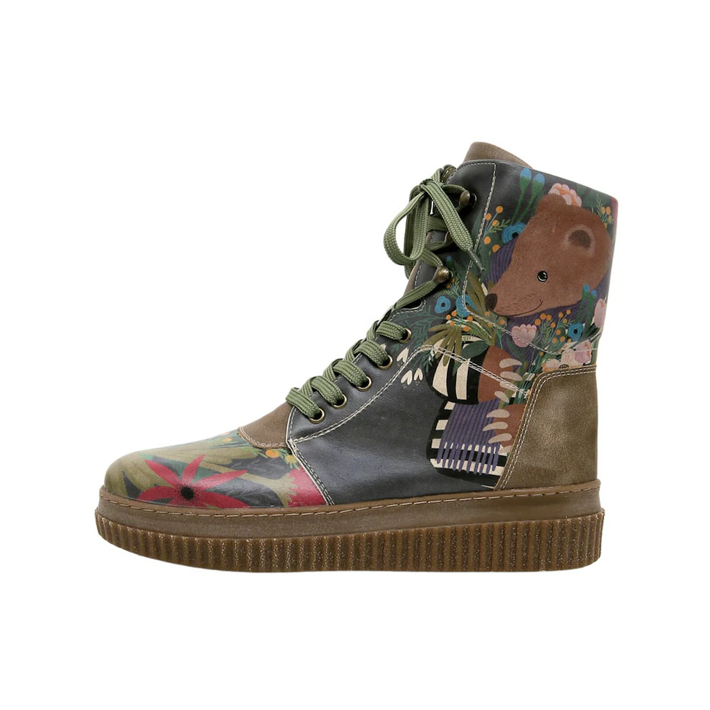 DOGO Schnürboots "Damen Future Boots Bear and Flowers Vegan Damen Boots / f günstig online kaufen