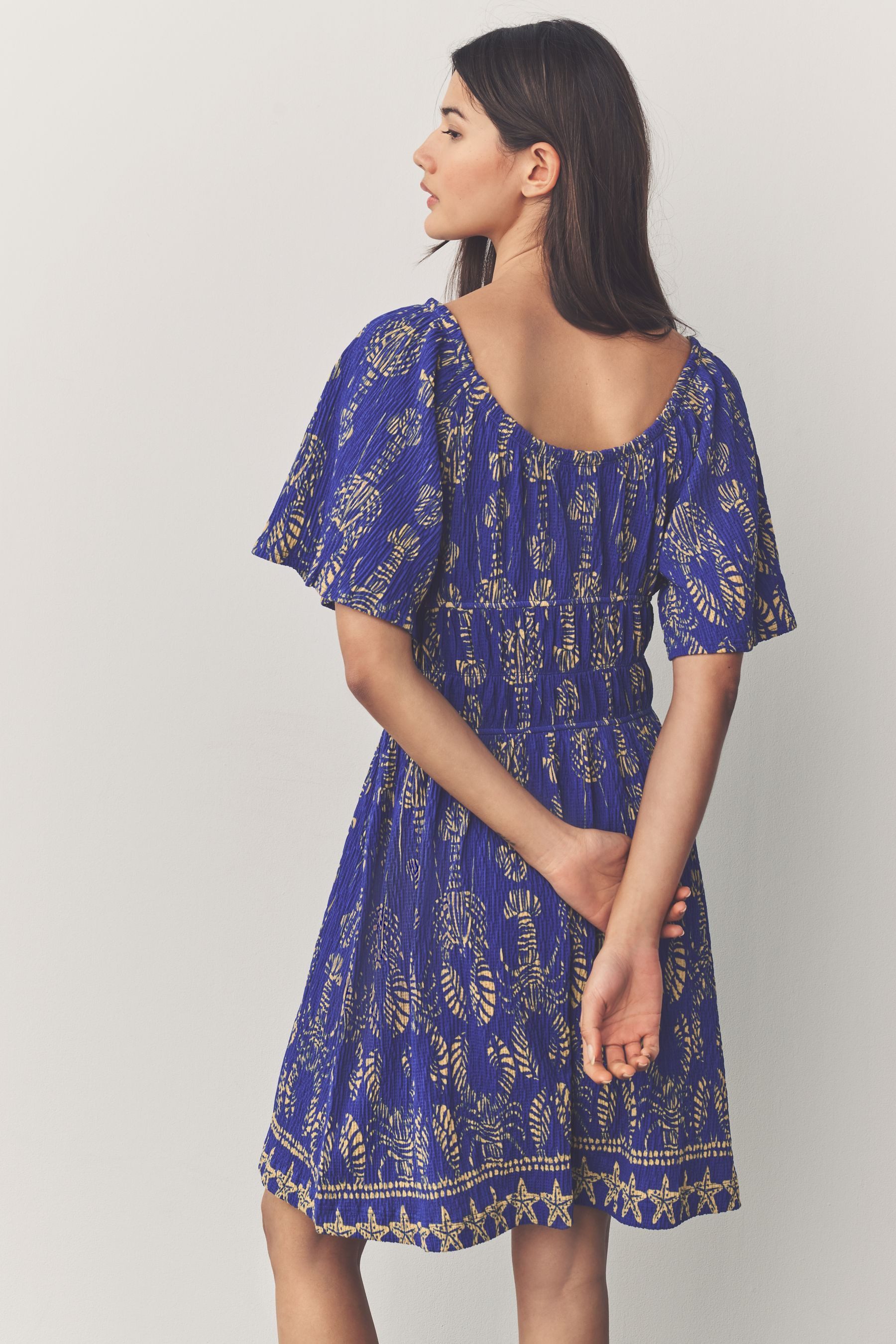 Next Jerseykleid Kurzärmeliges Jersey-Minikleid mit Bindedetail günstig online kaufen
