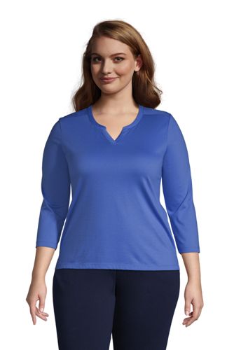 Supima-Shirt mit Tunika-Ausschnitt in großen Größen, Damen, Größe: 56-58 Pl günstig online kaufen