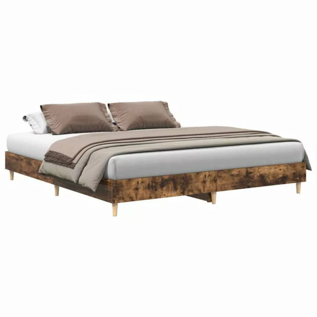 vidaXL Bett Bettgestell ohne Matratze Räuchereiche 180x200 cm Holzwerkstoff günstig online kaufen